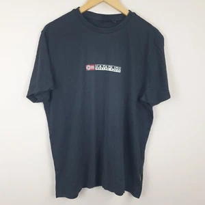 Napapijri T-Shirt Mens XL Black Short Sleeve Crew Neck Tee 100% Cotton - Picture 1 of 11