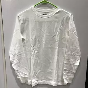 Lands' End School Uniform Boys Long Sleeve Essential Tee Shirt White Size XL - Picture 1 of 4