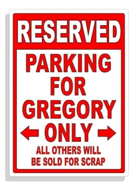 Personalized Parking Sign Wall Decal Metal Sign No Parking Customized GREGORY - Image 1 of 4