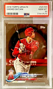 2018 Topps Update #US189 Shohei Ohtani 3 Game HR Streak (ROOKIE) PSA 10 GEM-MT - Zdjęcie 1 z 2