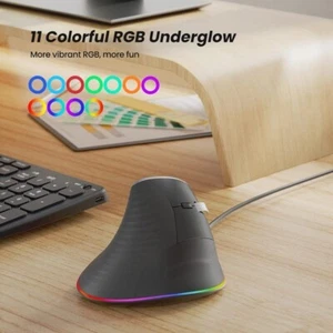 Nulea Wired RGB Vertical Mouse w/ Adjustable Lighting (Fully Work Minimal Wear) - Picture 1 of 16