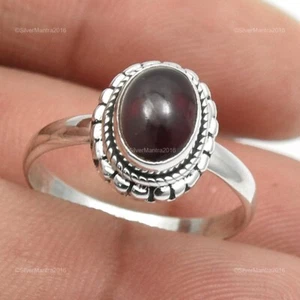 Women Gift Solid 925 Silver Natural Garnet Cocktail Wife Statement Ring - Foto 1 di 8