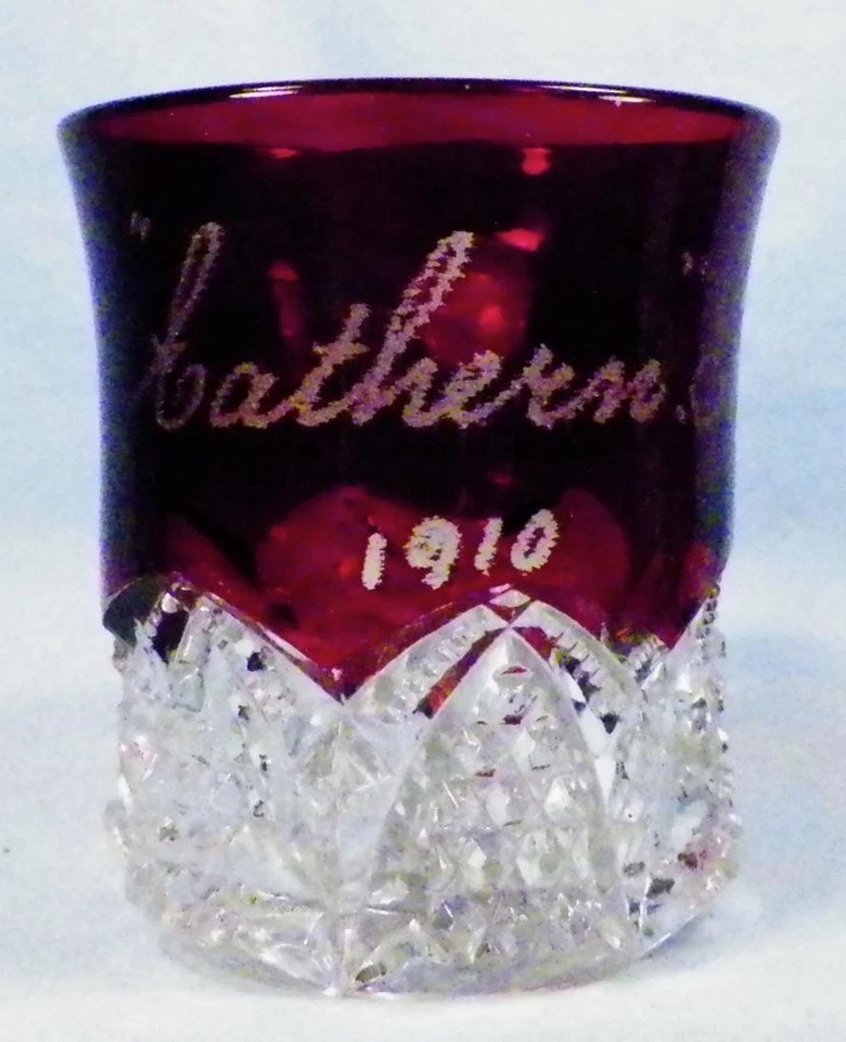 Ruby Stain Mug Button Arches Duncan's Sons #39 Catherine Pifer EAPG Antique 1897 - Image 1 of 4