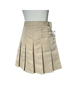 NWT French Toast Girls' Adjustable Waist Pleated-Front Two-tab Scooter 14 Khaki - Picture 1 of 4