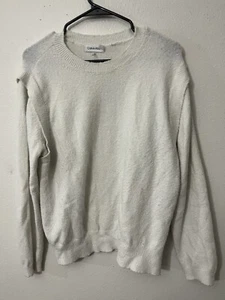 Calvin Klein Sweater Womens Size XL Sherpa Solid Pullover White - Picture 1 of 5