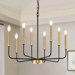 Moderner schwarz-goldener Kronleuchter für Esszimmer, 8-flammiges Metall Landhaus Esszimmer - Bild 1 von 9