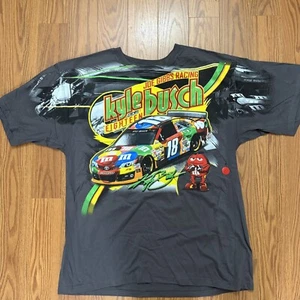 Chase Authentics Nascar Mens XL Gray Kyle Busch Shirt All Over Print AOP #18 Y2K - Picture 1 of 7