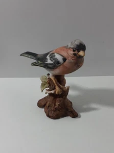 Vintage 1970s Porcelain Bisque Bird Chaffinch on Branch Figurine 4.75" Tall - Picture 1 of 6