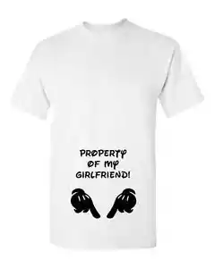 Property Of My Girlfriend Shirt Gift For Boyfriend Anniversary Tee Love Cupid - Picture 1 of 4
