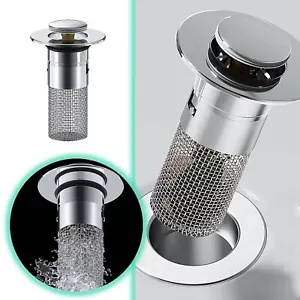 1PC Bathroom Stopper Hair Catcher Up Drain Filter With Removable Stainless Steel - Picture 1 of 13