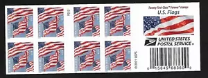 #5659 US Flags APU P2222 (forever) 2022 Issue - MNH Booklet Pane of 20 - Picture 1 of 3