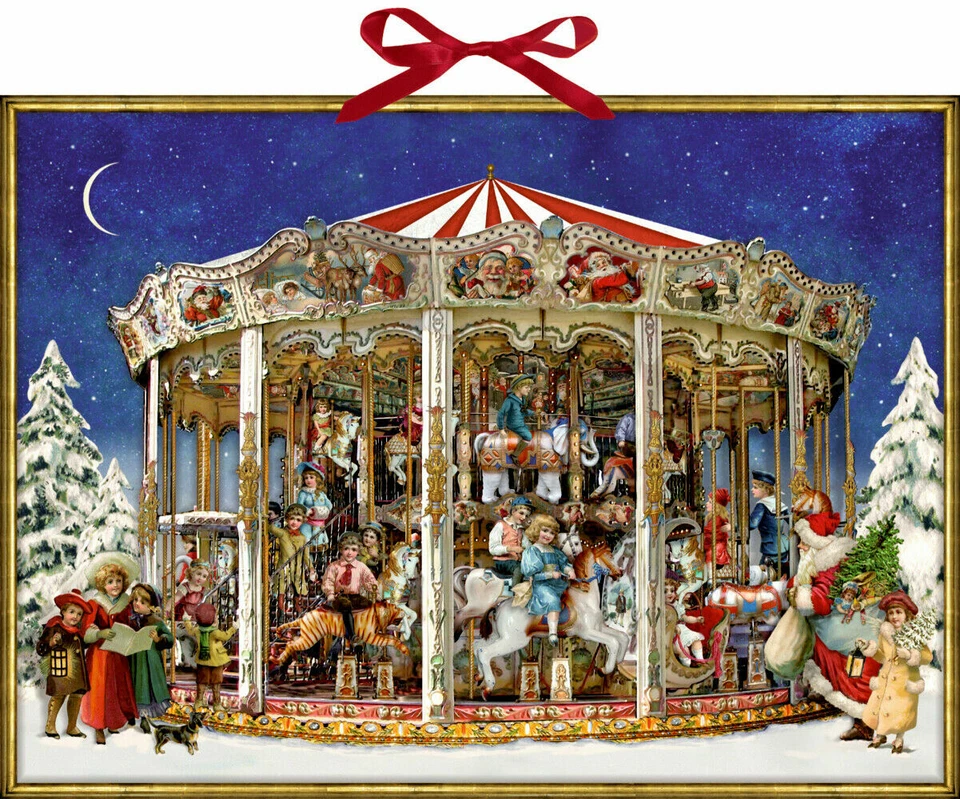 The Christmas Carosel Advent Calendar Coppenwrath 52 x 38 cm glitter & ribbon - Image 1 of 1