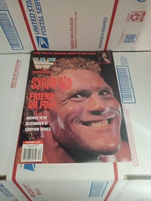 Revista WWF Diciembre 1996 Sycho Sid Cubierta BRETT “Hit Man” HOJA DE TARJETA SIN CORTAR Cb49 Foto 1 de 4