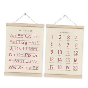 Alphabet Numbers Poster Hanger Frame Set of 2 Girls Nursery Wall 12X16 Pink - Picture 1 of 8