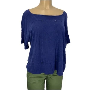 Eileen Fisher Blue Linen Relaxed For Tee Shirt Womens Size XS Casual Short S Top - Picture 1 of 14