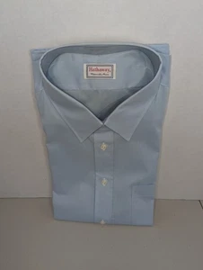 Vintage Hathaway Herren englische Popeline hellblau Anzughemd 17 1/2-35 USA - Bild 1 von 4