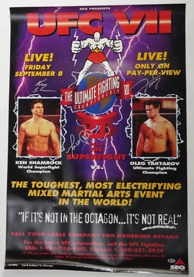 Ken Shamrock Oleg Taktarov Marco Ruas Signed Original UFC VII 7 Poster BAS COA 5 - Image 1 of 4