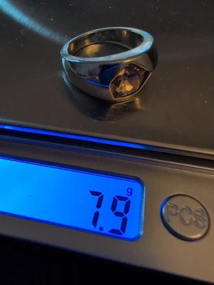 Кольцо с шестигранной огранкой из дымчатого топаза 925 пробы размер 10 кованая отделка толщина 7,9 г - Изображение 1 из 4