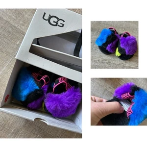UGG Fluff Yea Slide Party Spots Slippers Size 2/3 Toddler sz S 6-12 MOS 1124927T - Picture 1 of 9