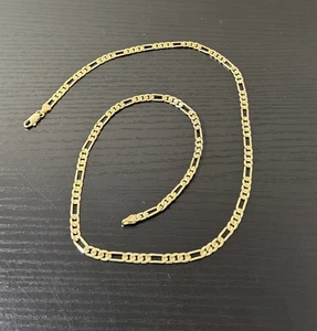 Gold Plated Figaro Link Chain Necklace 24” - Picture 1 of 7