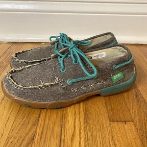 Twisted X Schuhe Herren Größe 7,5 Braun EcoTWX Boot Mokassin Türkis Schnürsenkel Freizeit - Bild 1 von 11