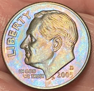2005-D Roosevelt Groschen schöne glänzende regenbogenfarbene Münze #10 - Bild 1 von 13