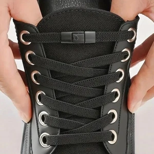 No Tie Elastic Shoe Laces 8MM Flat Press Lock Shoelaces For Kids Adults Sneaker - Picture 1 of 23