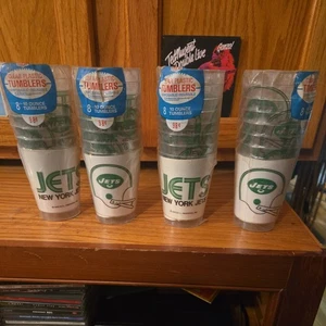 Vintage Rare Vintage 1973 New York Jets Plastic Tumblers cups NOS sealed MIP - Bild 1 von 5