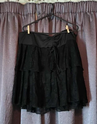 SHEIN BLACK LACE LAYERED SKORTS WITH DRAWSTRING WAISTBAND  SIZE 3XL UK 22 - Image 1 of 3