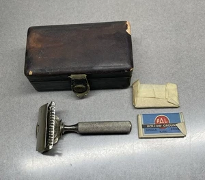Antique Vintage Gem Cutlery Damaskeene Razor Set ~ Box Needs Hinges - Picture 1 of 16