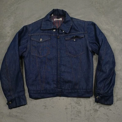 Chaqueta De Colección Montgomery Ward Para Hombre 36 Azul Denim 101 Forrada Cremallera Años 50 60 Foto 1 de 4