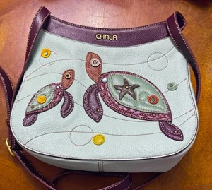 Chala SEA TURTLE Convertible Clutch/Purse/Crossbody Bag Vegan Green/Brown - Picture 1 of 3
