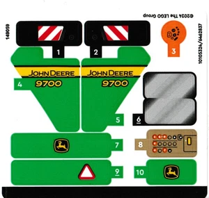 LEGO STICKER SHEET 42168 JOHN DEERE 9700 FORAGE HARVESTER from set New - Picture 1 of 1