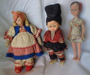 LOTTO 3 BAMBOLE CELLULOIDE UNA LENCI VINTAGE DOLL POUPEE RARA REGIONALE MASCOTTE - Foto 1 di 14