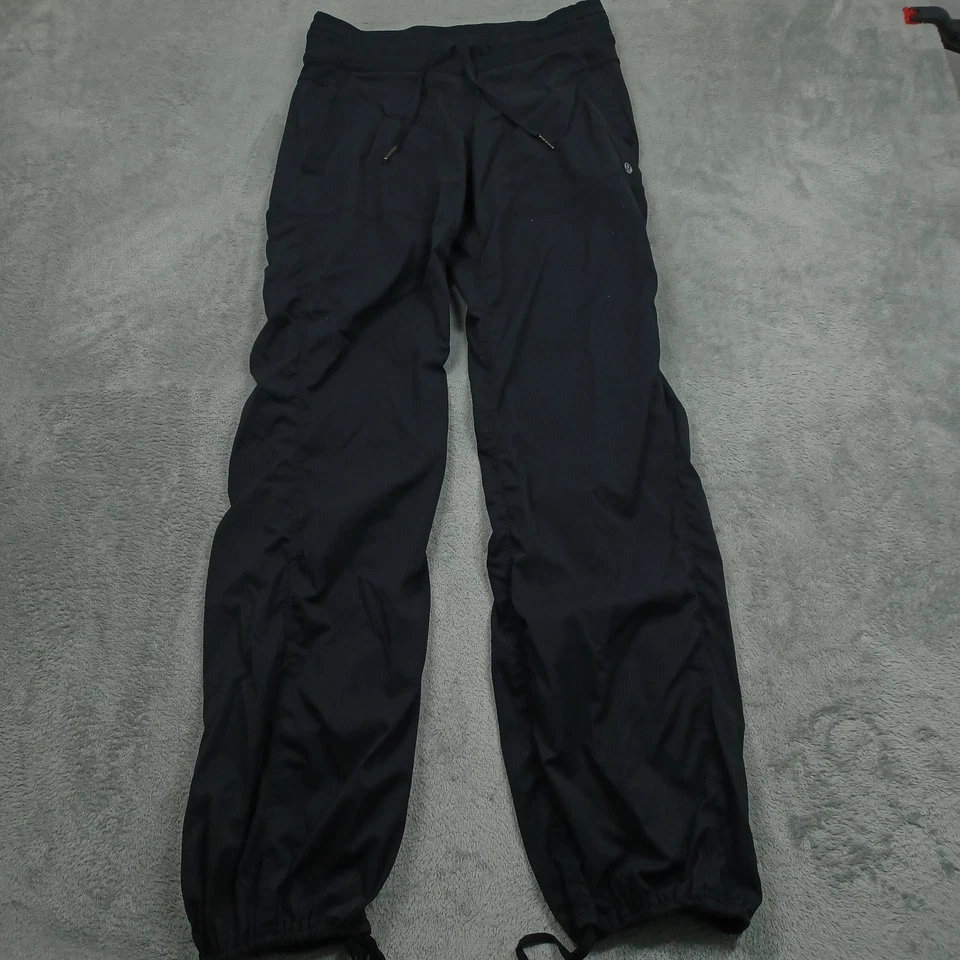 Pantalones Lululemon Mujer 6 Negros Estudio Cordón Logo Bolsillos Ropa Activa Informal Foto 1 de 4