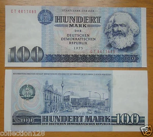 German Democratic Republic Banknote 100 Mark Karl Marx 1975 UNC - Picture 1 of 1