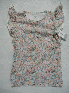 CARTER'S GIRLS SIZE 7 SHORT FLUTTER SLEEVE FLORAL PULLOVER TOP NWT - Picture 1 of 4
