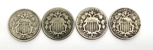 1868, 1869, 1874, & 1876 Shield Nickels - Picture 1 of 10