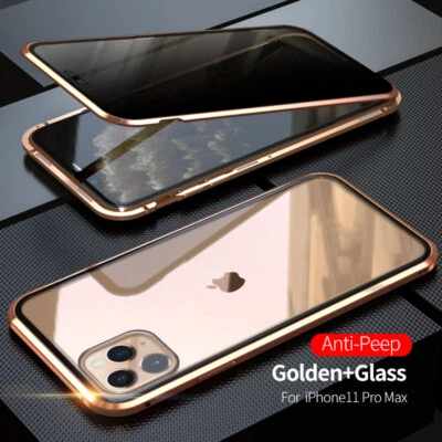 Magnetic Anti Spy Privacy Glass Cover Case For iPhone 17 16 15 14 Pro Max 13 12 - Image 1 of 4