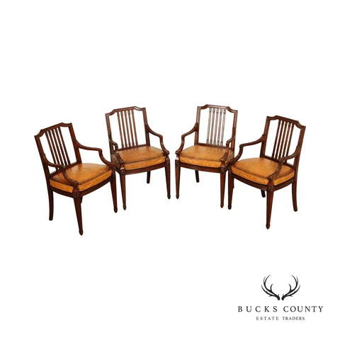 Maitland Smith Hepplewhite Style Set of Four Mahogany Dining Chairs Cover
