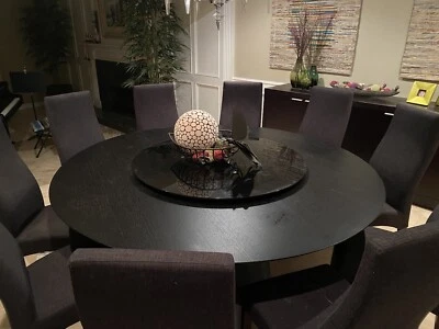 round dining table with 10 seats Cushioned+ Black Cabinet - Image 1 of 3
