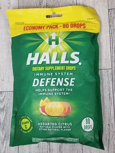 Halls Defense Assorted Citrus ECONOMY PACK Immune System Support 80 Cough Drops - Picture 1 of 2