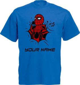 T-shirt personalizzata Spiderman, Your Name Superhero, unisex adulto bambini maglietta top - Foto 1 di 12