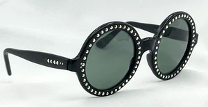 Hollywood! Vintage Rhinestone Studded Oleg Cassini Mod Round 60s Sunglasses #415 - Picture 1 of 9