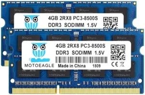 PC3 8500S DDR3 1066Mhz 8GB Kit 2X4Gb Sodimm RAM CL7 204 Pin 1.5V 2RX8 Dual Rank - Picture 1 of 5