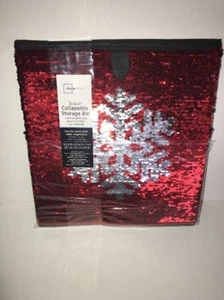 Mainstays SNOW FLAKE Sequin Collapsible Storage Bin (10.5 x 10.5) - Picture 1 of 7