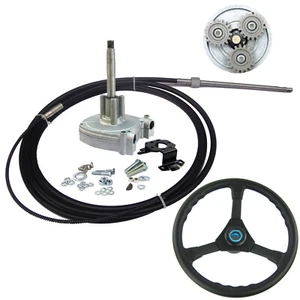 14FT Boat Steering Kit Helm Wheel Planetary Gear Marine Steering System Cable - Picture 1 of 8