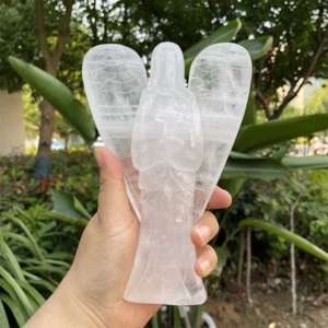 1,5 Pfund 6,8 Zoll natürlicher klarer Quarz Engel Skulptur Kristallschnitzerei Reiki Heilung C1 - Bild 1 von 6