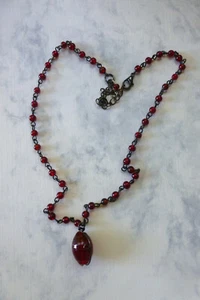 CARNELIAN NECKLACE Vintage Oxidized Chain 18” Long - Picture 1 of 4