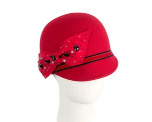 Red ladies felt winter hat cap by Max Alexabder. Made in Australia - Bild 1 von 6